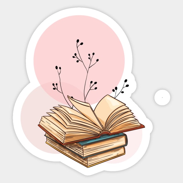 Book Lover Girly Pink Floral Sticker by Lexicon Theory